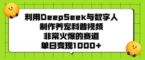利用DeepSeek与数字人制作养宠科普视频，非常火爆的赛道，单日变现多张-16888副业资讯