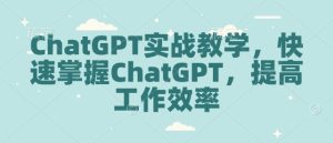 ChatGPT实战教学，快速掌握ChatGPT，提高工作效率-16888副业资讯