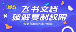 首发飞书文档破解复制权限，售卖自用均可暴力玩法-16888副业资讯