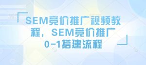 SEM竞价推广视频教程,SEM竞价推广0-1搭建流程-16888副业资讯
