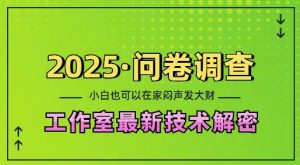 2025问卷调查最新工作室技术解密:一个人在家也可以闷声发大财,小白一天2张,可矩阵放大【揭秘】-16888副业资讯