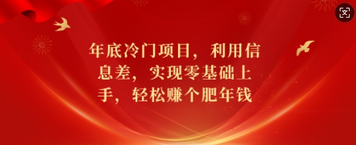 年底冷门项目，利用信息差，实现零基础上手，轻松赚个肥年钱【揭秘】-16888副业资讯