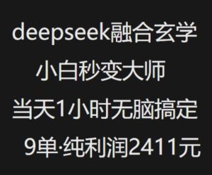 抖音小红书deepseek融合玄学，纯小白秒变大师，当天1小时无脑搞定9单，纯利润上千-16888副业资讯