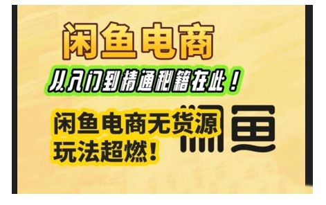 闲鱼电商实战课，从入门到精通秘籍在此，闲鱼电商无货源玩法超燃!-16888副业资讯