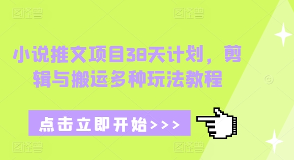 小说推文项目38天计划，剪辑与搬运多种玩法教程-16888副业资讯