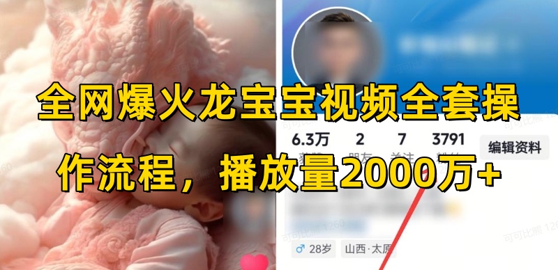 全网爆火龙宝宝视频全套操作流程，播放量2000万+-16888副业资讯
