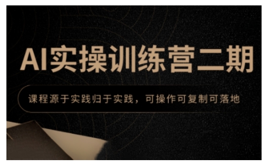 AI实操训练营二期，课程源于实践归于实践，可操作可复制可落地-16888副业资讯