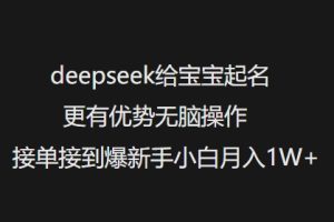 deepseek给宝宝起名更有优势无脑操作接单接到爆新手小白月入1W+-16888副业资讯