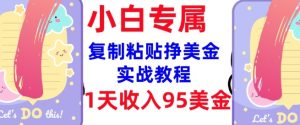 复制粘贴挣美金,0门槛,1天收入95美刀,3分钟学会,内部教程(首次公开)-16888副业资讯
