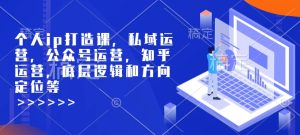 个人ip打造课，私域运营，公众号运营，知乎运营，底层逻辑和方向定位等-16888副业资讯