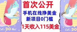 在线挣美金新项目，0门槛，1天收入115美刀，无脑操作，真正被动收入-16888副业资讯