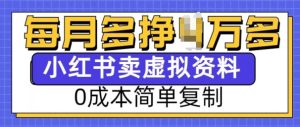 小红书虚拟资料项目,0成本简单复制,每个月多挣1W【揭秘】-16888副业资讯
