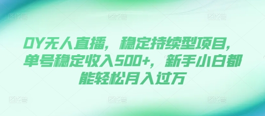 DY无人直播，稳定持续型项目，单号稳定收入500+，新手小白都能轻松月入过万【揭秘】-16888副业资讯