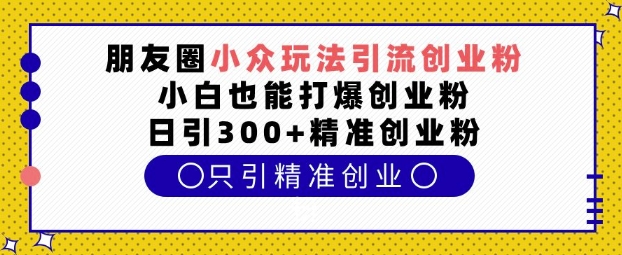 朋友圈小众玩法引流创业粉，小白也能打爆创业粉，日引300+精准创业粉【揭秘】-16888副业资讯