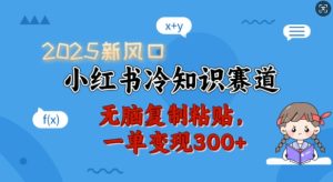 2025新风口,小红书冷知识赛道,无脑复制粘贴,一单变现300+-16888副业资讯