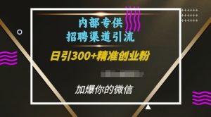 内部招聘渠道日引流300+创业粉，加爆你的微信【揭秘】-16888副业资讯