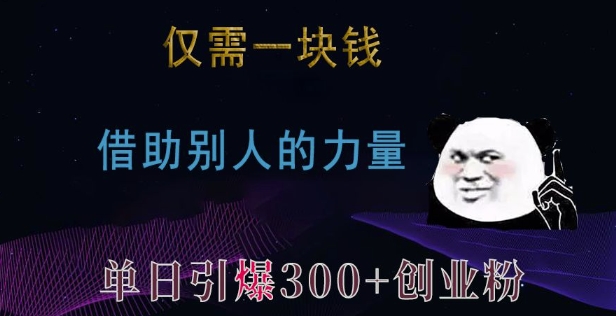 仅需一块钱，借助别人的力量，单日引爆300+创业粉、兼职粉【揭秘】-16888副业资讯