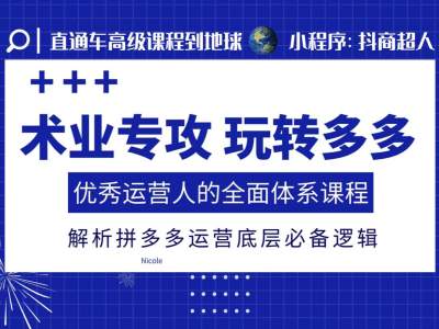 术业专攻玩转多多，优秀运营人的全面体系课程，解析拼多多运营底层必备逻辑-16888副业资讯