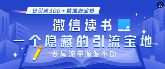 微信读书，一个隐藏的引流宝地，不为人知的小众打法，日引流300+精准创业粉，长尾流量源源不断-16888副业资讯