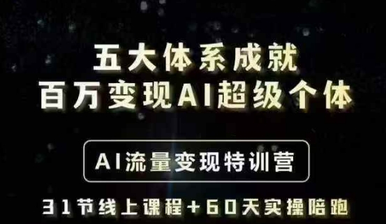 五大体系成就百万变现AI超级个体- AI流量变现特训营，一步一步教你一个人怎么年入百W-16888副业资讯