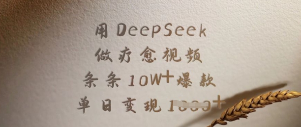 用DeepSeek做疗愈视频，条条10W+爆款，单日变现多张-16888副业资讯