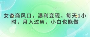 女杏商风口,瀑利变现,每天1小时,月入过W,小白也能做-16888副业资讯