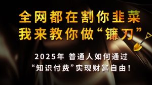 全网都在割你韭菜,我来教你做镰刀,2025普通人如何通过知识付费,实现财F自由【揭秘】-16888副业资讯