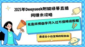 2025年Deepseek附能绿幕直播间挣米攻略无需拜师自学月入过W保姆级教程，最适合小白宝妈的轻创业-16888副业资讯
