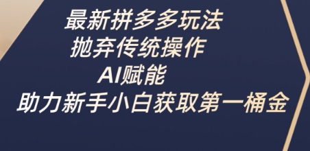 最新拼多多玩法，抛弃传统操作，AI赋能，助力新手小白获取第一桶金-16888副业资讯
