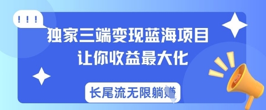 独家三端变现蓝海项目，让你收益最大化，长尾流无限躺挣-16888副业资讯