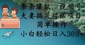 条条爆款,视频号夫妻搞笑对话项目,简单操作,小白轻松日入3张+-16888副业资讯