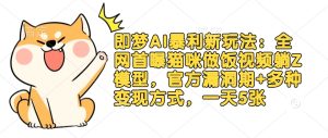 即梦AI暴利新玩法:全网首曝猫咪做饭视频躺Z模型,官方漏洞期+多种变现方式,一天5张-16888副业资讯