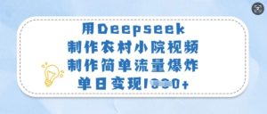 用Deepseek制作农村小院视频,制作简单流量爆炸,单日变现多张-16888副业资讯