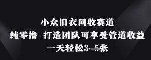 小众旧衣回收赛道，纯零撸 打造团队可享受管道收益，一天轻松3张-16888副业资讯