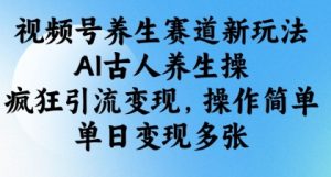 视频号养生赛道新玩法,AI古人养生操,疯狂引流变现,操作简单,单日变现多张-16888副业资讯