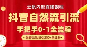 【云帆内部直播课】抖音最新自然模版引流玩法，单号单日引300+精准创业粉-16888副业资讯