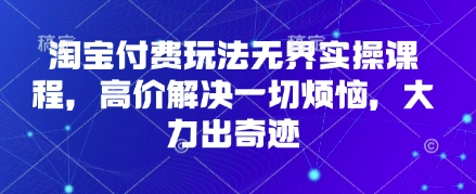 淘宝付费玩法无界实操课程，高价解决一切烦恼，大力出奇迹-16888副业资讯