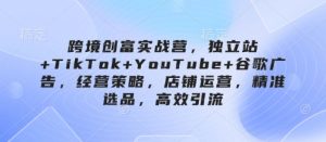 跨境创富实战营，独立站+TikTok+YouTube+谷歌广告，经营策略，店铺运营，精准选品，高效引流-16888副业资讯