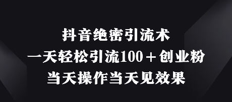 抖音绝密引流术，一天轻松引流100+创业粉，当天操作当天见效果-16888副业资讯