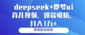 deepseek+即梦ai育儿视频,爆款吸粉,月入1w-16888副业资讯