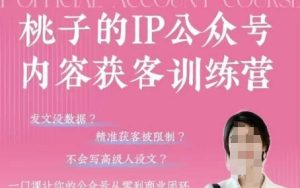 桃子IP公众号内容获客训练营(第3期)，一门让你公众号从0到商业闭环的课程-16888副业资讯