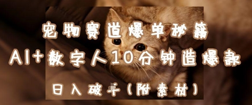 宠物赛道爆单秘籍：AI+数字人10分钟造爆款，日入1k-16888副业资讯