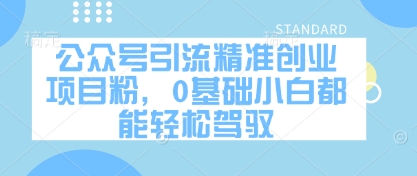 公众号引流精准创业项目粉，0基础小白都能轻松驾驭-16888副业资讯
