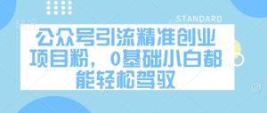 公众号引流精准创业项目粉，0基础小白都能轻松驾驭-16888副业资讯