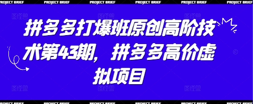 拼多多打爆班原创高阶技术第43期，拼多多高价虚拟项目-16888副业资讯