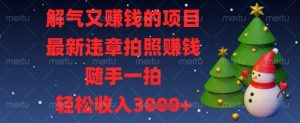 解气又挣钱的项目，最新违章拍照挣钱，随手一拍，轻松收入数张【揭秘】-16888副业资讯
