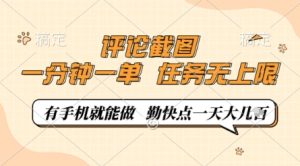 评论截图，0.5元一单，一分钟一单，有手机就能做，任务无上限，勤快点一天几张【揭秘】-16888副业资讯