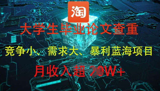 大学生毕业论文查重，暴利蓝海项目，月收入过1W+-16888副业资讯