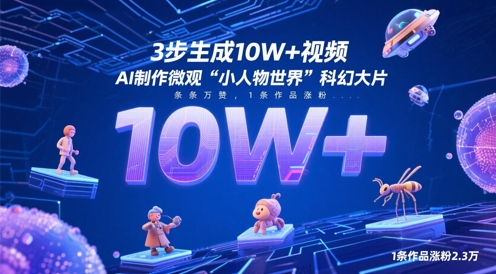 3步生成10W+视频，AI制作微观“小人物世界”科幻大片，条条万赞，1条作品涨粉2.3W-16888副业资讯