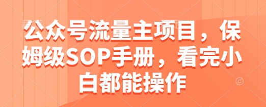 公众号流量主项目，保姆级SOP手册，看完小白都能操作-16888副业资讯